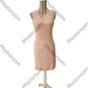 Sam Edelman Woman Elegant Lace Sleeveless Dress in Peach Bodycon Mini Size 8